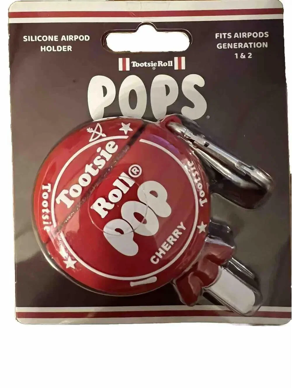TOOTSIE ROLL POP Silicone AIRPOD CASE HOLDER 1 & 2nd Generation Red Cherry NIP